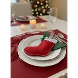 Handmade Elegance DÖRT ADET Yılbaşı Çatal Bıçak Kılıfı Keçe Çorap Figürlü 01