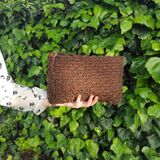 Handmade Hasır, Kağıt Ip El Örgüsü Çanta, Clutch, Portvöy, El Çantası, Siyah Renk - KoyuKahverengi - Siyah