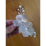 Handmade Incili Gelin Tokası Çiçekli Gelin Aksesuarı Metal Tarak Toka Beyaz Renkli Şık Tasarım