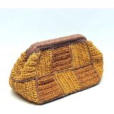 Handmade Kağıt Ip Motifli Burslu Tasarım Çanta - Kahve - Açık Kahve