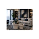 Handmade Modern 2’Li Orta Sehpa Seti Beyaz Minimal Yuvarlak Sehpa Takımı