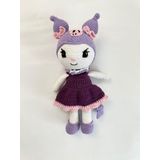 Handmade Mor ve Pembe El Örgüsü Amigurumi Bebek, Pamuk İplikten Yapılmış, Çocuklar İçin Sevimli Tığ İşi Oyuncak