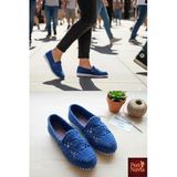 Handmade Organik Örgü Mavi Ayakkabı