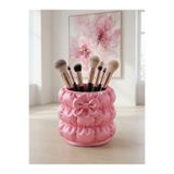 Handmade Pembe Pofuduk Fiyonklu Makyaj Fırçası Düzenleyici Organizer Coquette Bardak⁠