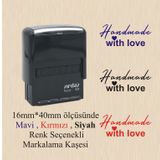 Handmade With Love Yazılı Kaşe, Tam Otomatik kendinden mürekkepli Markalama kaşesi (mavi)