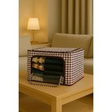 Handyol 1 Adet Pencereli Çok Amaçlı Organizer Hurç Çelik Destekli Fermuarlı Kıyafet ve Battaniye Düzenleyici - Acı Kahverengi - 1 Parça - 38x48x28 cm