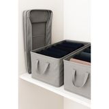 Handyol 4 Adet Çelik Çerçeveli Katlanabilir Dolap Içi Raf Düzenleyici 45X25X20 Saklama Kutusu Organizer - Gri