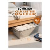 Handyol 4 Adet Pencereli Çelik Destekli Büyük Boy Hurç Baza Altı Çok Amaçlı Organizer 66x46x20 cm