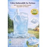 Hane Dostu 1 Litre Katlanabilir Su Torbası – BPA İçermeyen Plastik Kapaklı Taşınabilir Su Matara