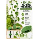 Hane Dostu 10'lu Yaprak Tasarımlı Yapışkanlı Bitki Sarmaşık ve Kablo Düzenleyici Klips Seti