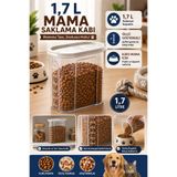 Hane Dostu 1,7 Litre Kedi Köpek Mama Saklama Kabı Ölçekli Şeffaf Kapaklı Kuru Mama Kutusu