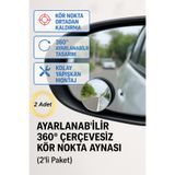 Hane Dostu 2 Adet Ayarlanabilir 360° Çerçevesiz Kör Nokta Aynası – Evrensel Araç Yan Ayna Güçlendirme Seti