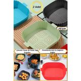 Hane Dostu 2 Adet Renkli Kare Model Yüksek Isıya Dayanıklı Silikon Fırın Airfryer Pişirme Matı
