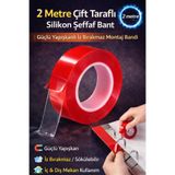 Hane Dostu 2 Metre Süper Güçlü Çift Taraflı Silikon Şeffaf Bant | Duvar Delmeden Kalıcı Montaj Bandı