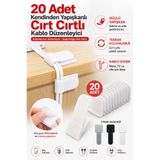 Hane Dostu 20 Adet Kendinden Yapışkanlı Cırt Cırt Kablo Düzenleyici Bant Masa Altı Kablo Toparlayıcı Organizer