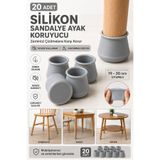 Hane Dostu 20 Adet Silikon Sandalye Ayak Koruyucu Kaydırmaz Mobilya Ayağı Kılıfı 19-30 mm