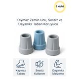 Hane Dostu 3 Adet 19 mm Baston Lastiği – Kaymaz Zemin Ucu, Sessiz ve Dayanıklı Taban Koruyucu
