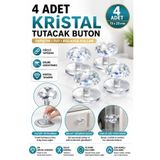 Hane Dostu 4 Adet Kristal Yapışkanlı Çok Amaçlı Tutacak Buton Klozet Kapak Dolap Çekmece Kulpu