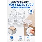 Hane Dostu 4 Adet Şeffaf Yapışkanlı Silikon Köşe Koruyucu Çocuk Güvenlik Masa Sehpa Mobilya Kenar Koruma