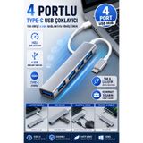 Hane Dostu 4 Portlu Type-C USB Çoklayıcı Adaptör USB Hub Veri Aktarım Çoğaltıcı Dönüştürücü