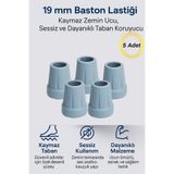 Hane Dostu 5 Adet 19 mm Baston Lastiği – Kaymaz Zemin Ucu, Sessiz ve Dayanıklı Taban Koruyucu