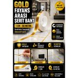 Hane Dostu 50 Metre Gold Renk Fayans Arası Şerit Bant Kendinden Yapışkanlı Dekoratif Çizgi Bandı