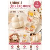 Hane Dostu 7 Bölmeli Çiçek İlaç Kutusu Mini Hap Düzenleyici Seyahat Tipi Vitamin Saklama Kutusu