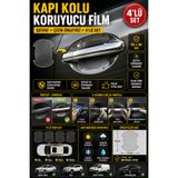 Hane Dostu Araba Kapı Kolu Koruyucu Film 4'lü Set Şeffaf Çizik Önleyici Kapı Kolu Koruma Bandı