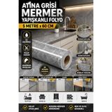 Hane Dostu Atina Grisi Mermer Desenli Yapışkanlı Folyo 60x5 Metre Su Geçirmez Tezgah Kaplama Sticker
