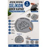 Hane Dostu Ayıcık Desenli Silikon Gider Kapağı Koku ve Böcek Önleyici Lavabo Süzgeç Matı 15x14 cm