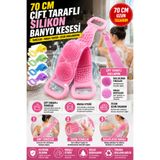 Hane Dostu Çift Taraflı Silikon Banyo Sırt Kesesi 70 cm Masaj ve Vücut Temizleme Fırçası
