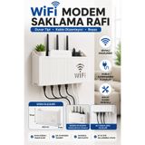 Hane Dostu Duvar Tipi WiFi Modem Rafı Kablo Düzenleyici Router Saklama Kutusu Beyaz Organizer