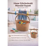 Hane Dostu Hasır Görünümlü Askılı Mandal Sepeti Plastik – Balkon ve Çamaşır Odası İçin Düzenleyici