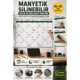 Hane Dostu Manyetik Silinebilir Aylık Planlayıcı Takvim 85x56 cm Yapışkanlı Duvar Organizeri