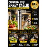Hane Dostu Paslanmaz Çelik Sprey Yağlık 100 ml Zeytinyağı Sirke Püskürtücü Yağ Spreyi Şişesi