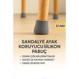 Hane Dostu Sandalye Ayak Koruyucu Silikon Pabuç – Çizik Önleyici, Ses Azaltıcı, Kaymaz Ayak Koruma (12’li Set)