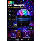 Hane Dostu USB Şarjlı RGB Mini Disko Topu LED Renkli Işık Efektli Parti ve Oda Aydınlatması