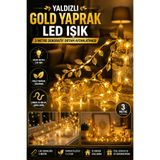 Hane Dostu Yaldızlı Gold Yaprak LED Işık 3 Metre Dekoratif Peri LED Işık Zinciri Ev Oda Pencere Süsleme Aydınlatması