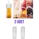 Hane216 2 Adet Sızdırmaz Kapaklı Plastik Yağ Şişesi Yağdanlık Sos Şişesi 700 ml - Şeffaf
