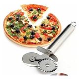 Hane216 Çift Başlı Metal Pizza Kesici , Hamur Kesici Rulet
