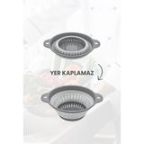 Hane216 Katlanabilir Silikon Yuvarlak Mutfak Süzgeci - Yer Kaplamaz Akordiyon Sebze Meyve Makarna Süzgeci 1,8 Lt