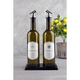 Hane216 Standlı 2'li Amber Cam Yağlık 750 ml Zeytinyağ Ayçiçek Yağı Şişesi Yağdanlık