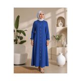 HANEDAN TESETTÜR BOYDAN DÜĞMELİ CEPLİ İTHAL AYROBİN KUMAŞ ELBİSE KOLU İNCİ İŞLEMELİ
