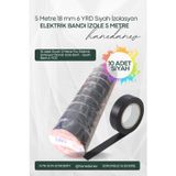 Hanedanev 10 Adet Siyah 5 Metre Pvc Elektrik Izolasyon Bandı Izole Bant - Siyah Bant 6 YDS