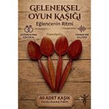 Hanedanev 40 Adet Kutulu Ahşap Görünümlü Plastik Kaşık Oyun Havası Kaşığı Düğün Kına Eğlence Kaşığı