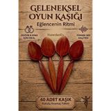 Hanedanev 40 Adet Kutulu Ahşap Görünümlü Plastik Kaşık Oyun Kaşığı Düğün Kına Eğlence Kaşığı