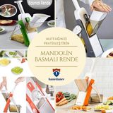 Hanedanev Çok Fonksiyonlu Yaylı Basmalı Sebze Patates Doğrayıcı Dilimleyici Hazneli Rende Mandolin Rende