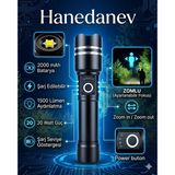 Hanedanev Profesyonel Şarjlı El Feneri 1500 Lümen 20W Zoom Özellikli Şarj Göstergeli Kamp Feneri 2000 Mah Pil