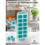Hanedanev Silikon Tabanlı Dikdörtgen Buz Kalıbı Şeffaf Gövdeli, Kolay Çıkarılabilir Esnek Hazneli, 12 Bölmeli