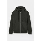 Haneke Regular Kalıp Diagonal 3 İplik Fermuarlı Kapüşonlu Erkek Sweatshirt - Çam Yeşili